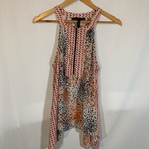 BCBGMaxAzria Pink and Black Patterned Top